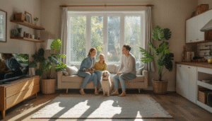 Family enjoying clean air in their home, highlighting benefits of duct cleaning for health and comfort.